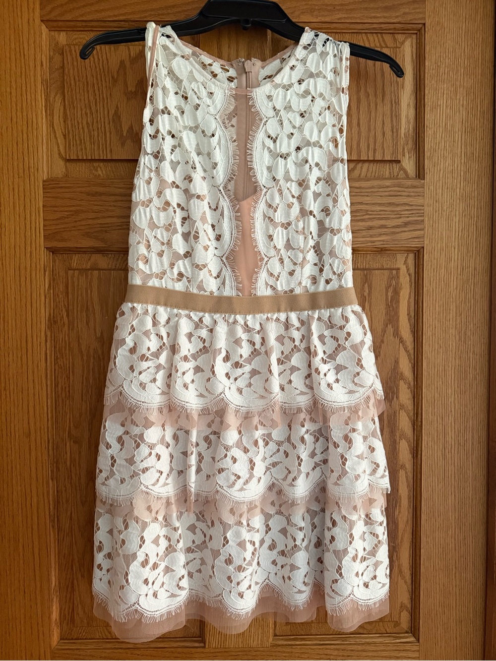 BCBG Girls Ivory Lace Dress with Blush Underlay